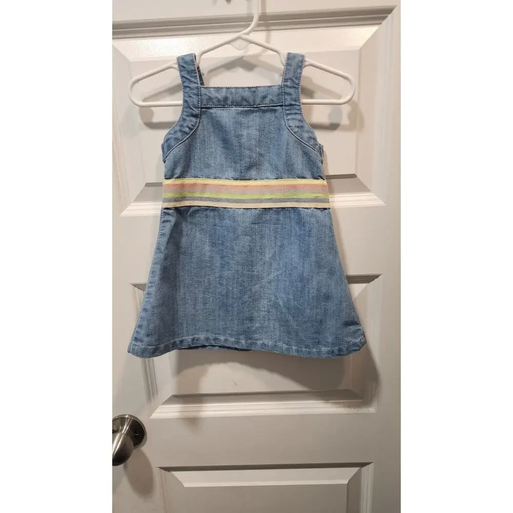 Old Navy Dress Baby Girl 6-12mos Sleeveless Denim Jean Button Up Jumper Vintage